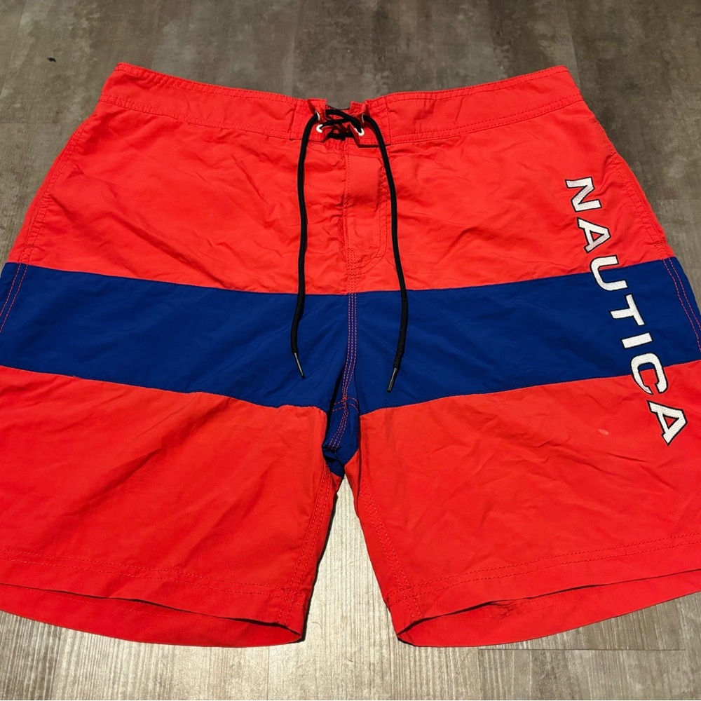 Nautica Men's Bold Red and Blue Board Shorts